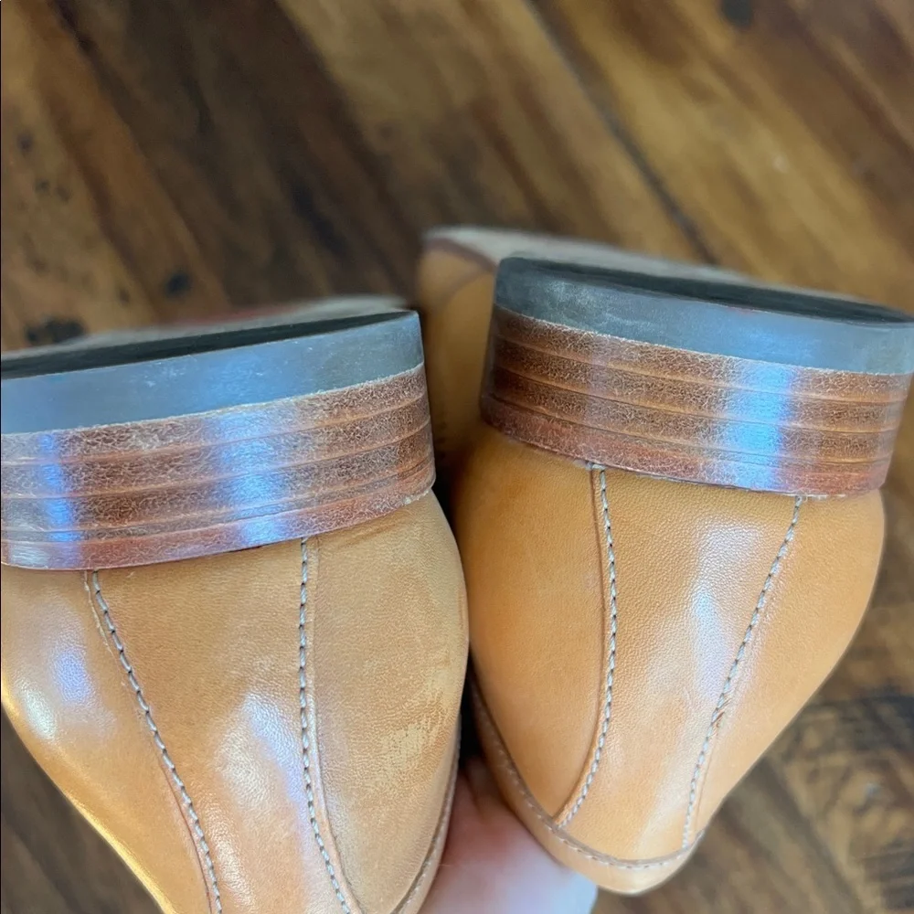 Calvin Klein Men’s 12 Tan Leather Loafers Weaved Beachy